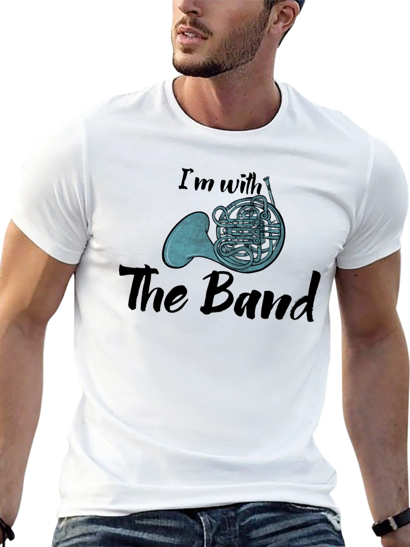 Im With The Band French Horn Black T-Shirt