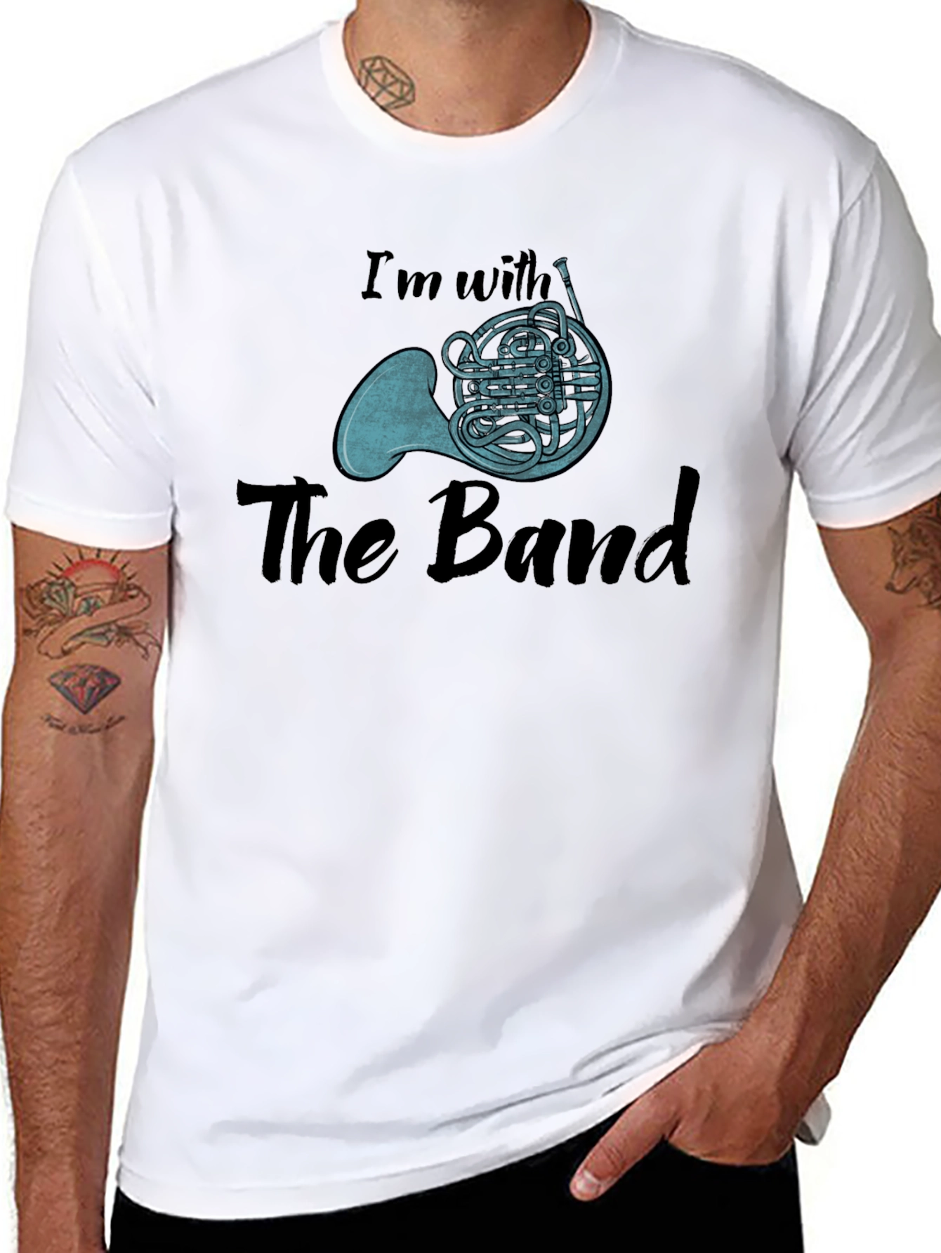 Im With The Band French Horn Black T-Shirt