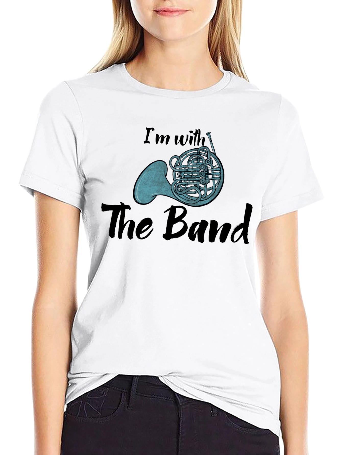Im With The Band French Horn Black T-Shirt