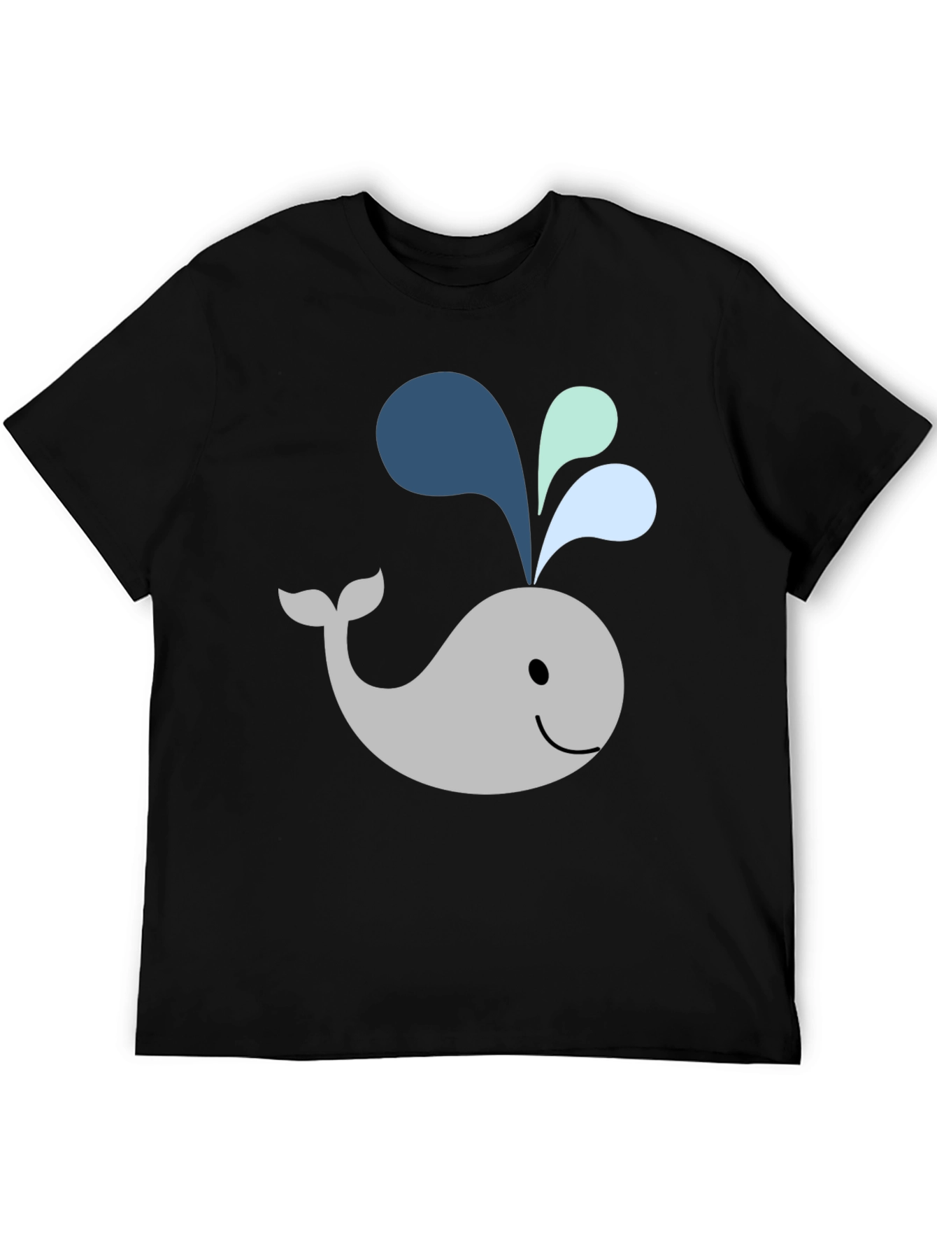 Cute Whale Graphic Black T-Shirt