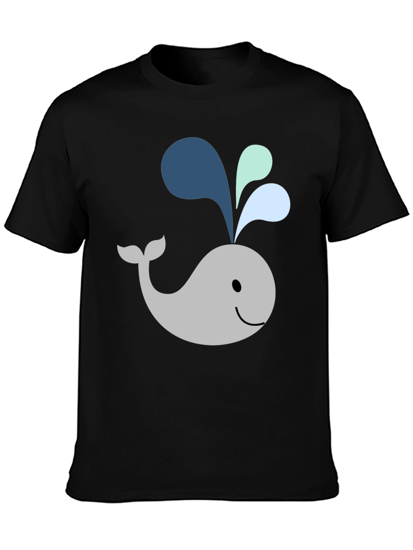 Cute Whale Graphic Black T-Shirt