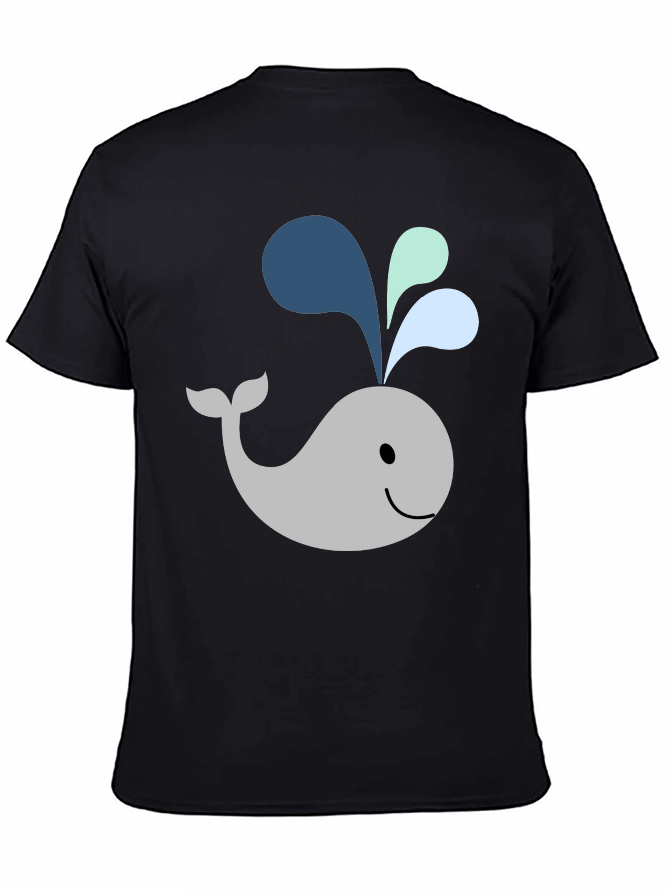 Cute Whale Graphic Black T-Shirt