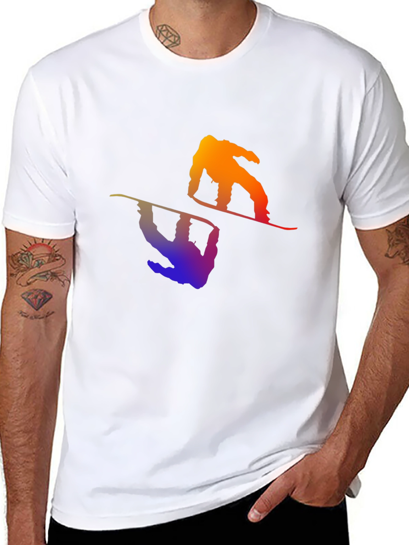 Gradient Snowboarder Graphic Tee - Stylish & Unique