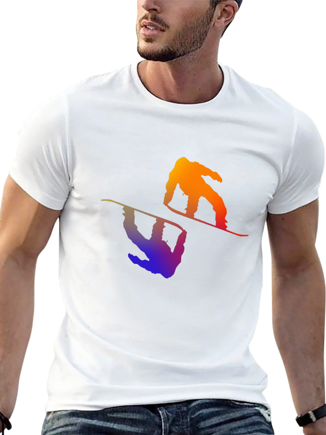 Gradient Snowboarder Graphic Tee - Stylish & Unique