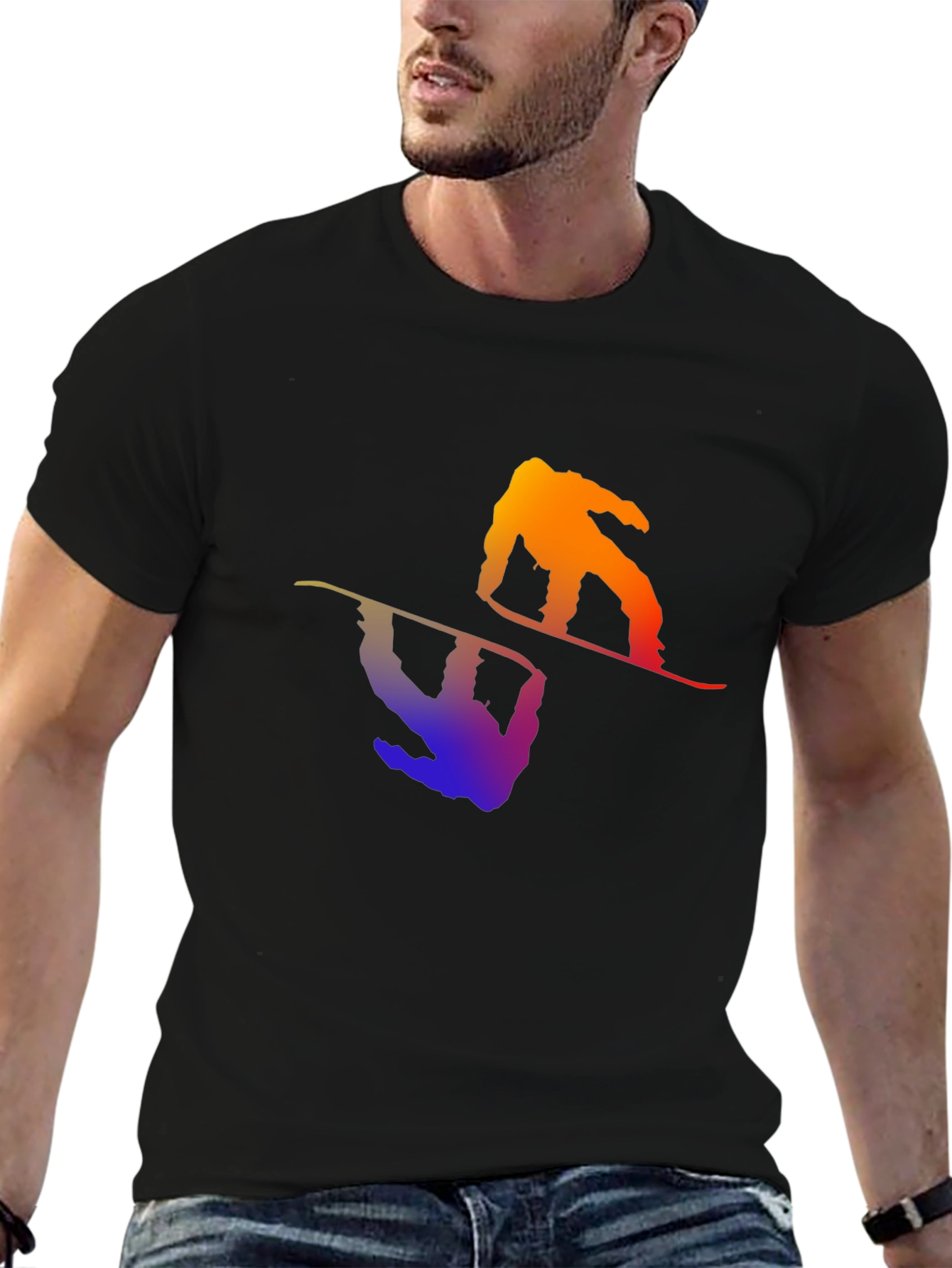 Gradient Snowboarder Graphic Tee - Stylish & Unique