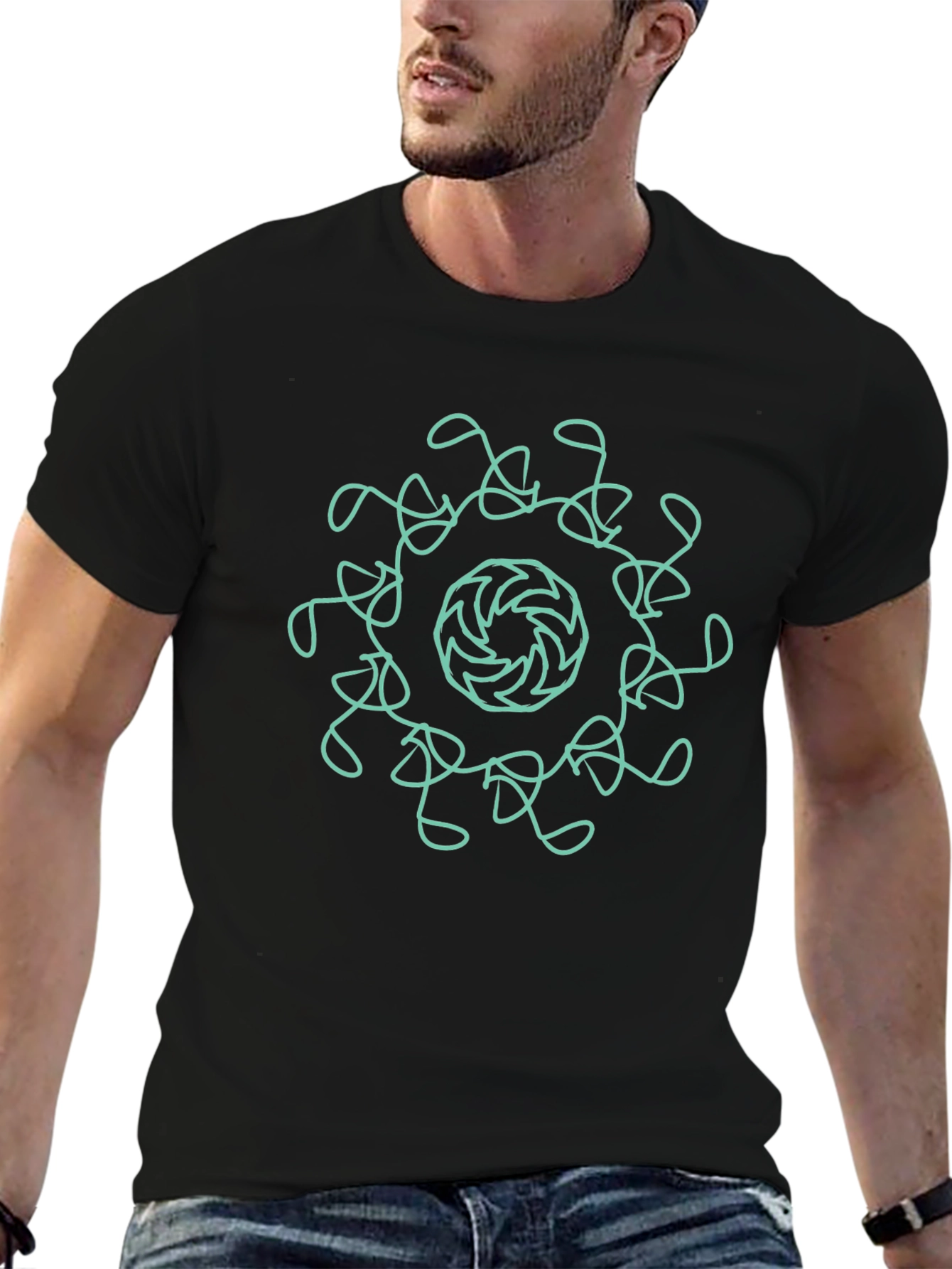 Abstract Mandala Graphic Black Tee