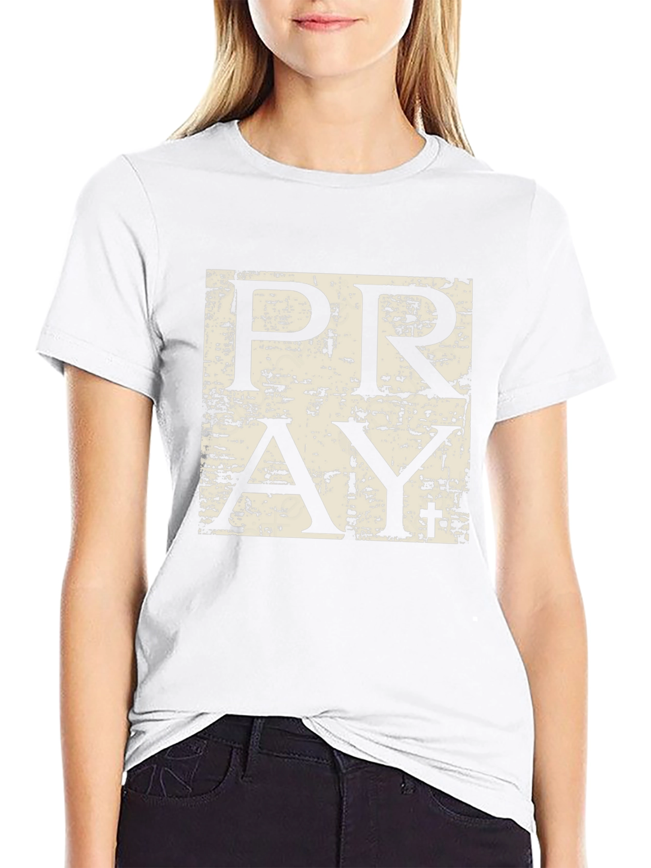 Pray Graphic Tee - Black Cotton Casual T-Shirt