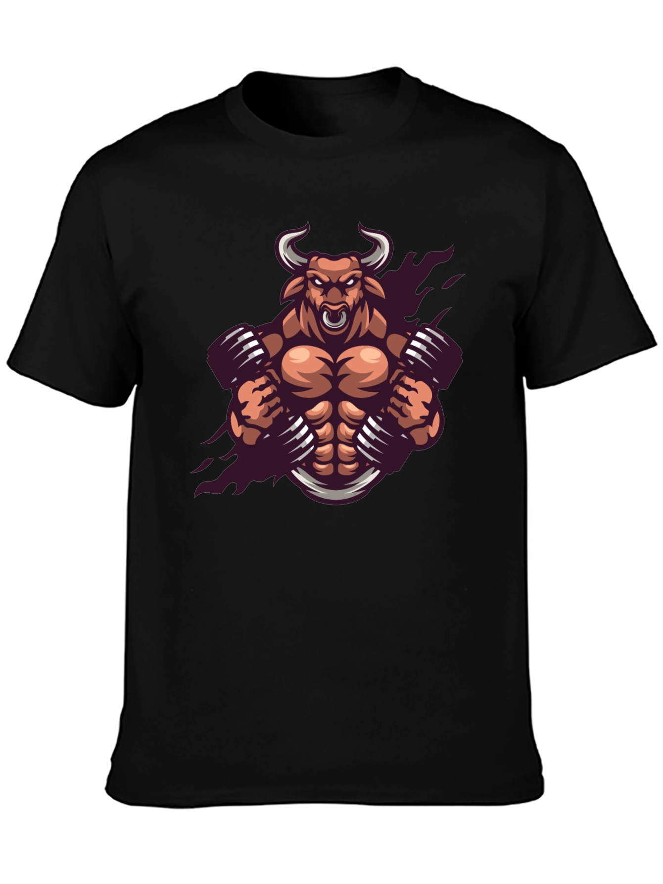 Muscle Bull Graphic Tee - Black Cotton T-Shirt