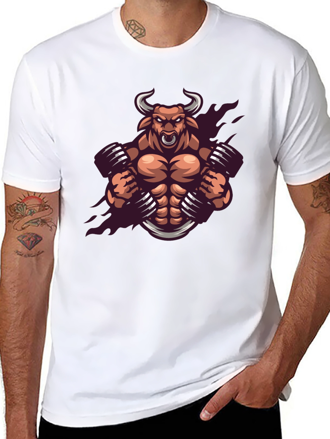 Muscle Bull Graphic Tee - Black Cotton T-Shirt