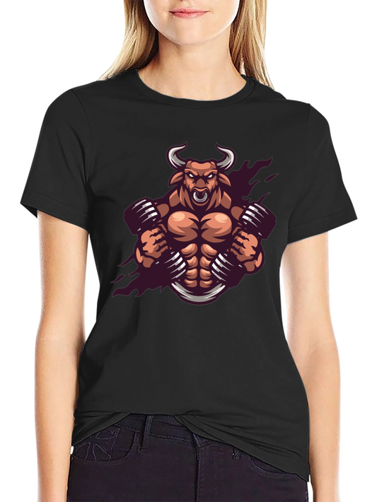 Muscle Bull Graphic Tee - Black Cotton T-Shirt