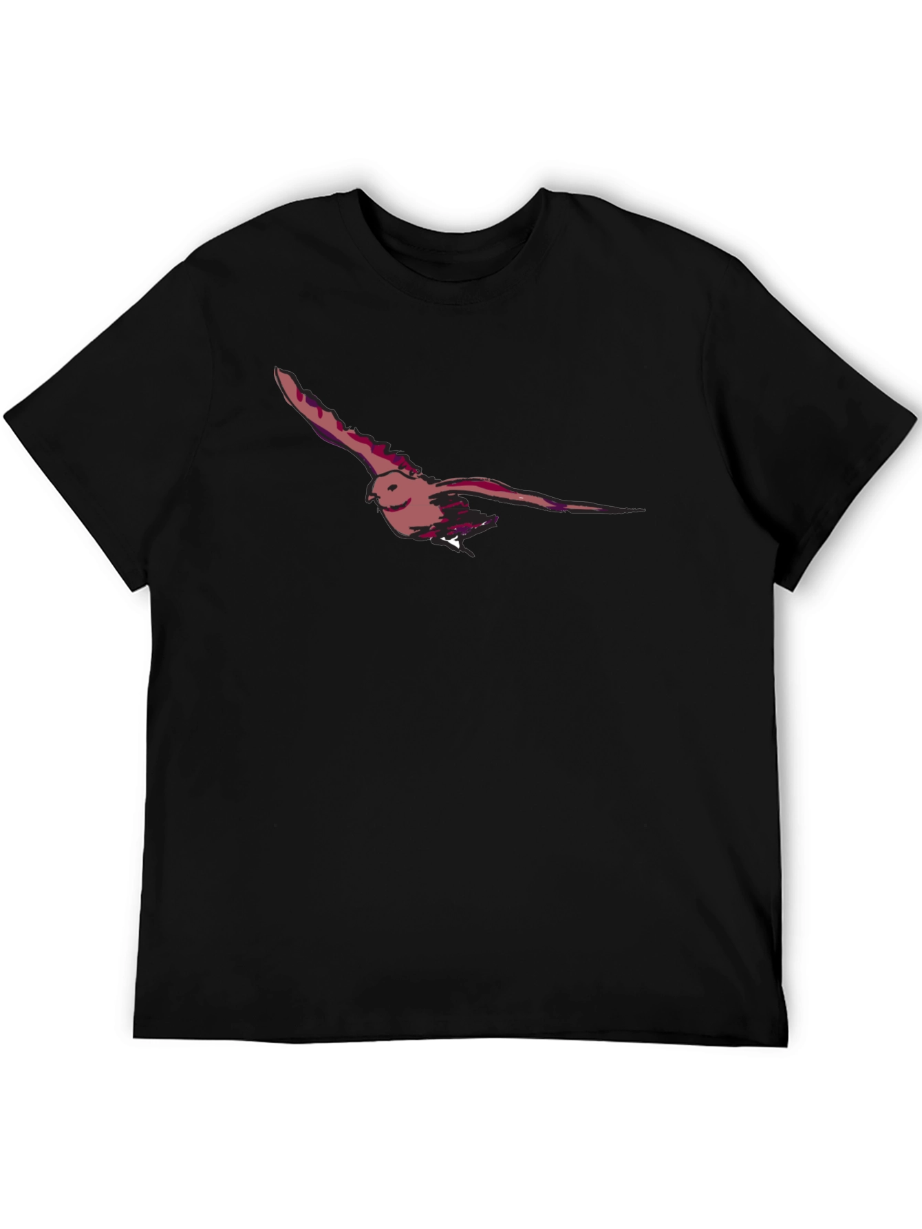 Black T-Shirt with Bird Print