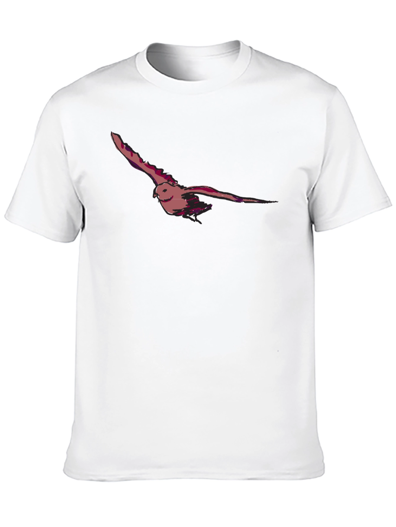 Black T-Shirt with Bird Print