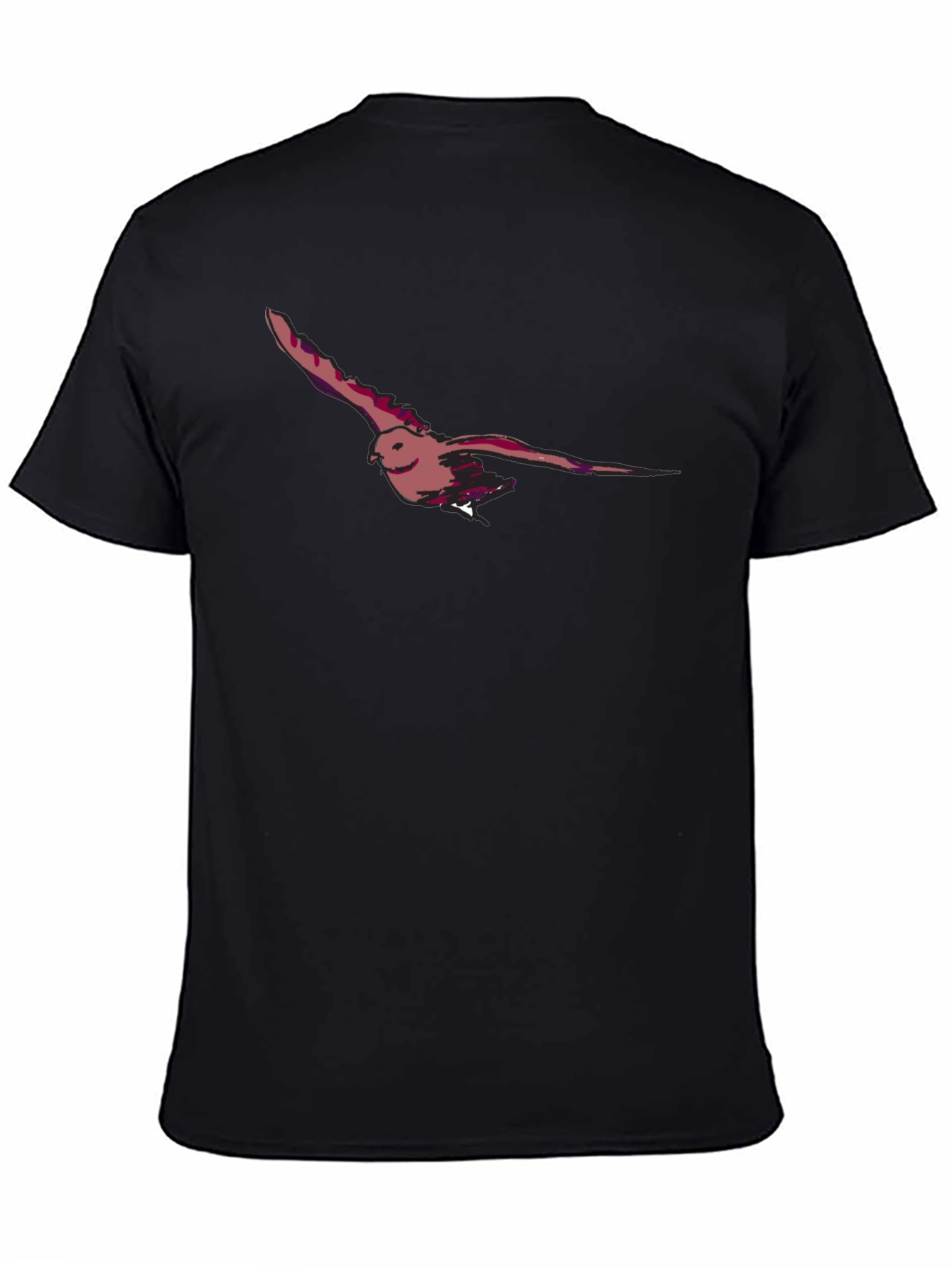 Black T-Shirt with Bird Print