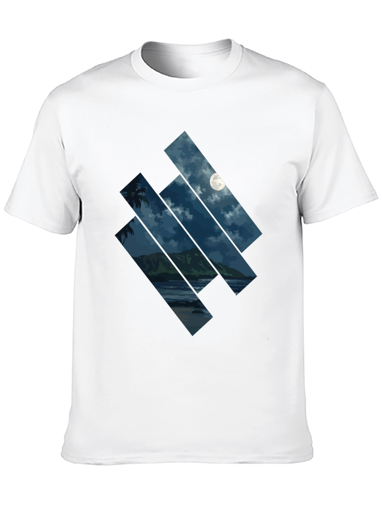 Moonlit Beach Graphic Tee - Mens Black T-Shirt
