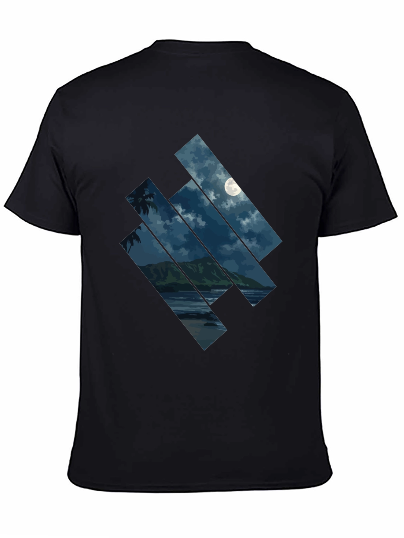 Moonlit Beach Graphic Tee - Mens Black T-Shirt