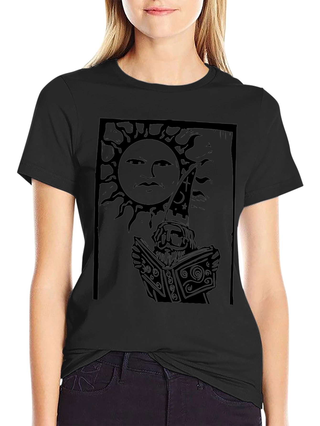 Mystic Sun Reader Graphic Tee - Black