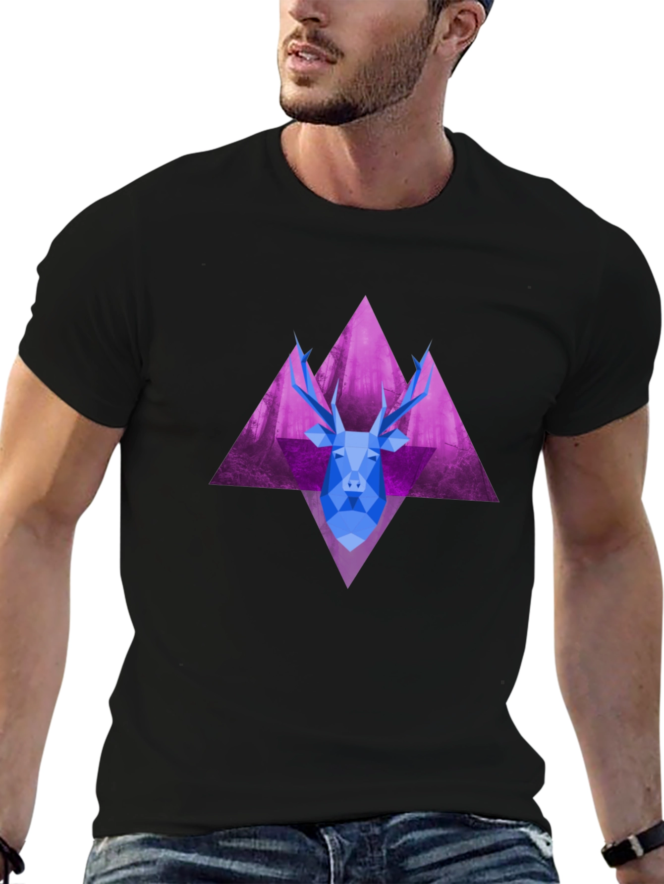 Geometric Deer Graphic Tee - Unique Style