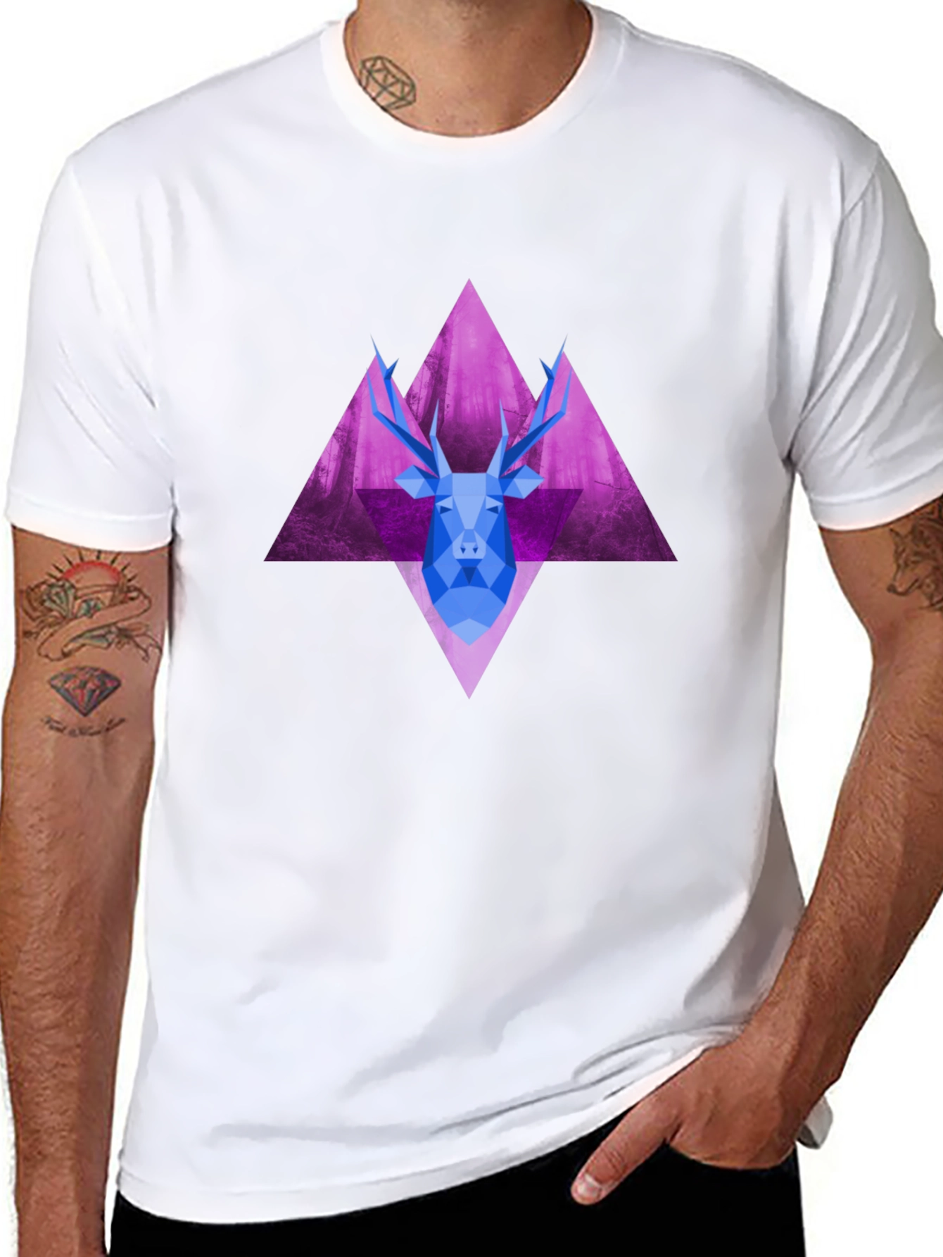 Geometric Deer Graphic Tee - Unique Style