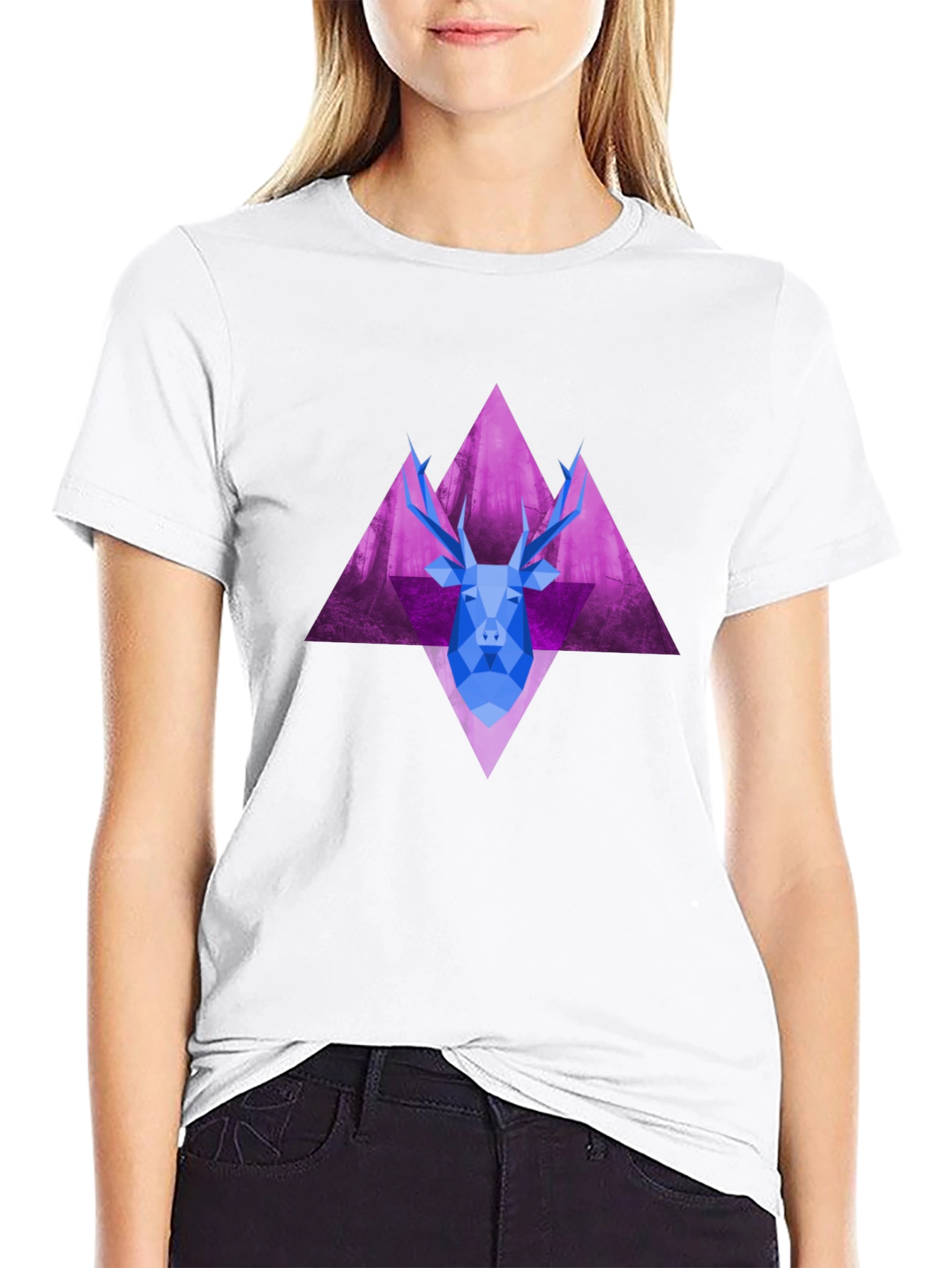 Geometric Deer Graphic Tee - Unique Style
