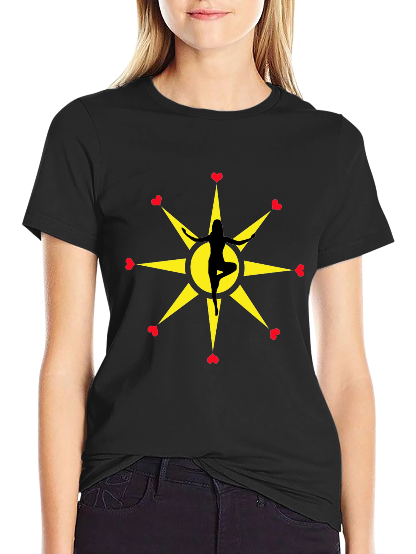 Yoga Love Star Graphic Tee - Black Unisex T-Shirt