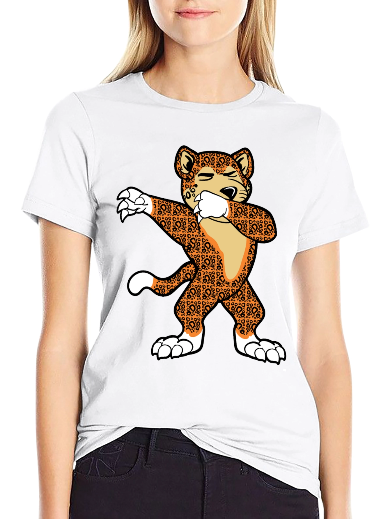 Dabbing Leopard Graphic T-Shirt