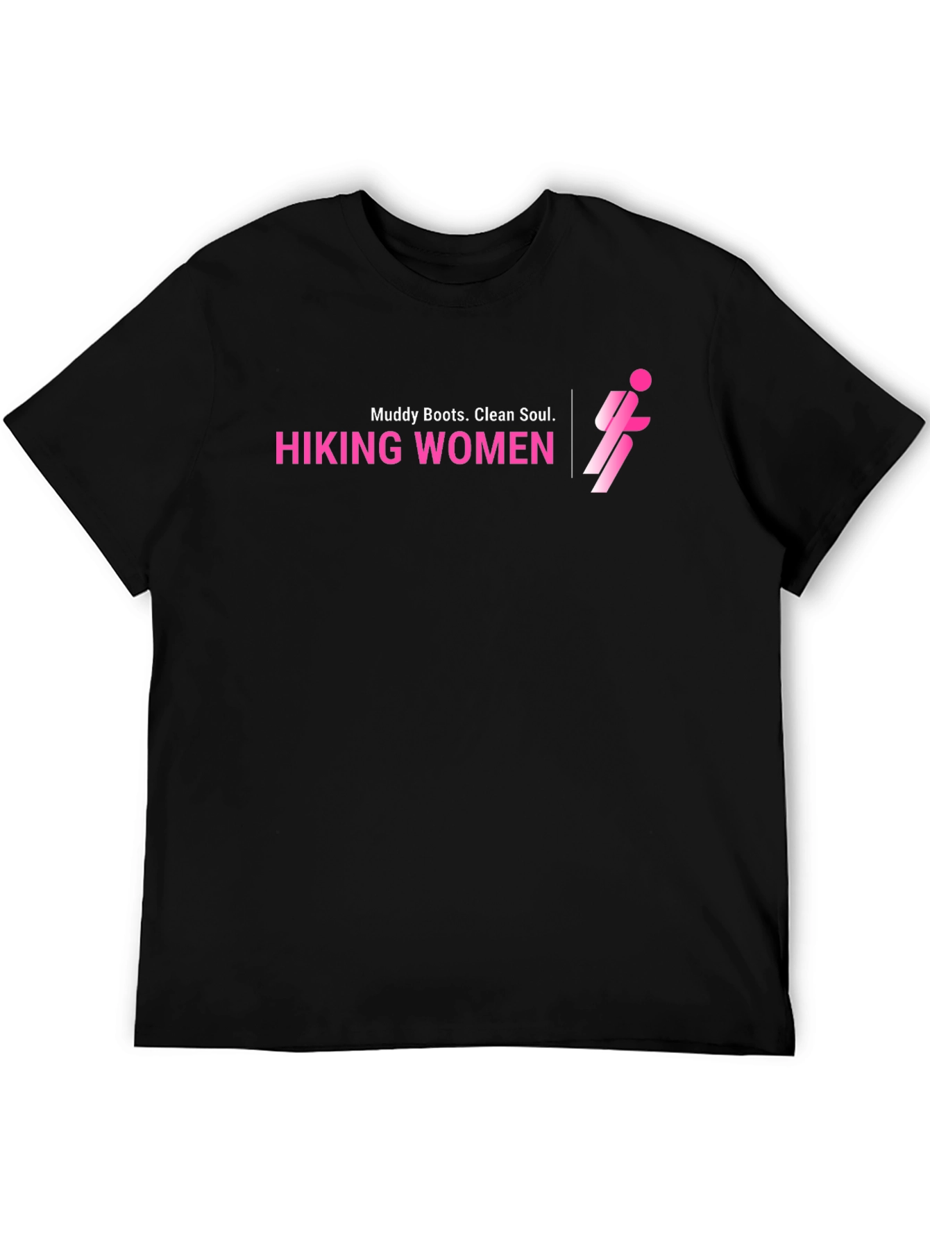 Hiking Women Black T-Shirt Muddy Boots Clean Soul