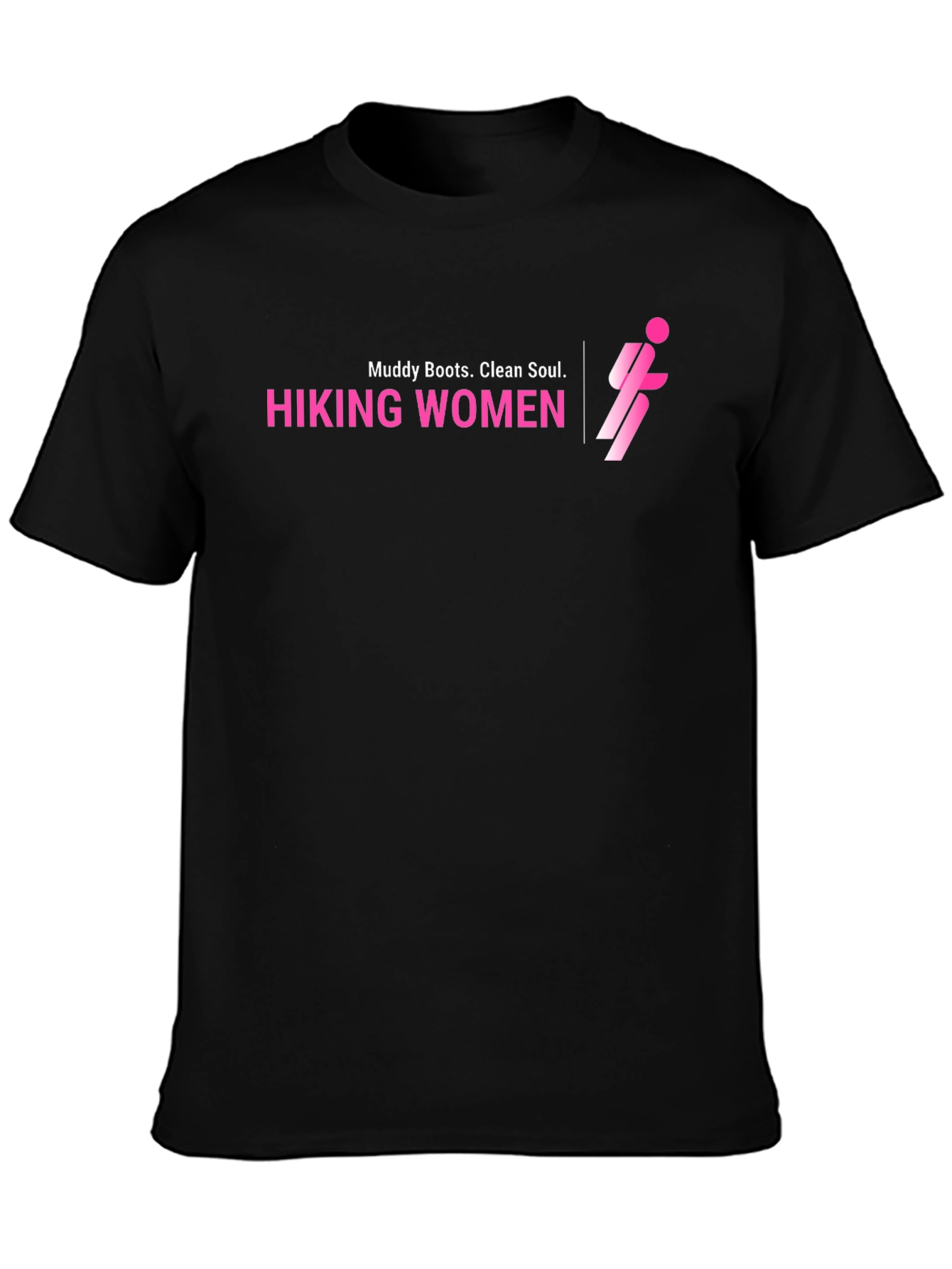 Hiking Women Black T-Shirt Muddy Boots Clean Soul