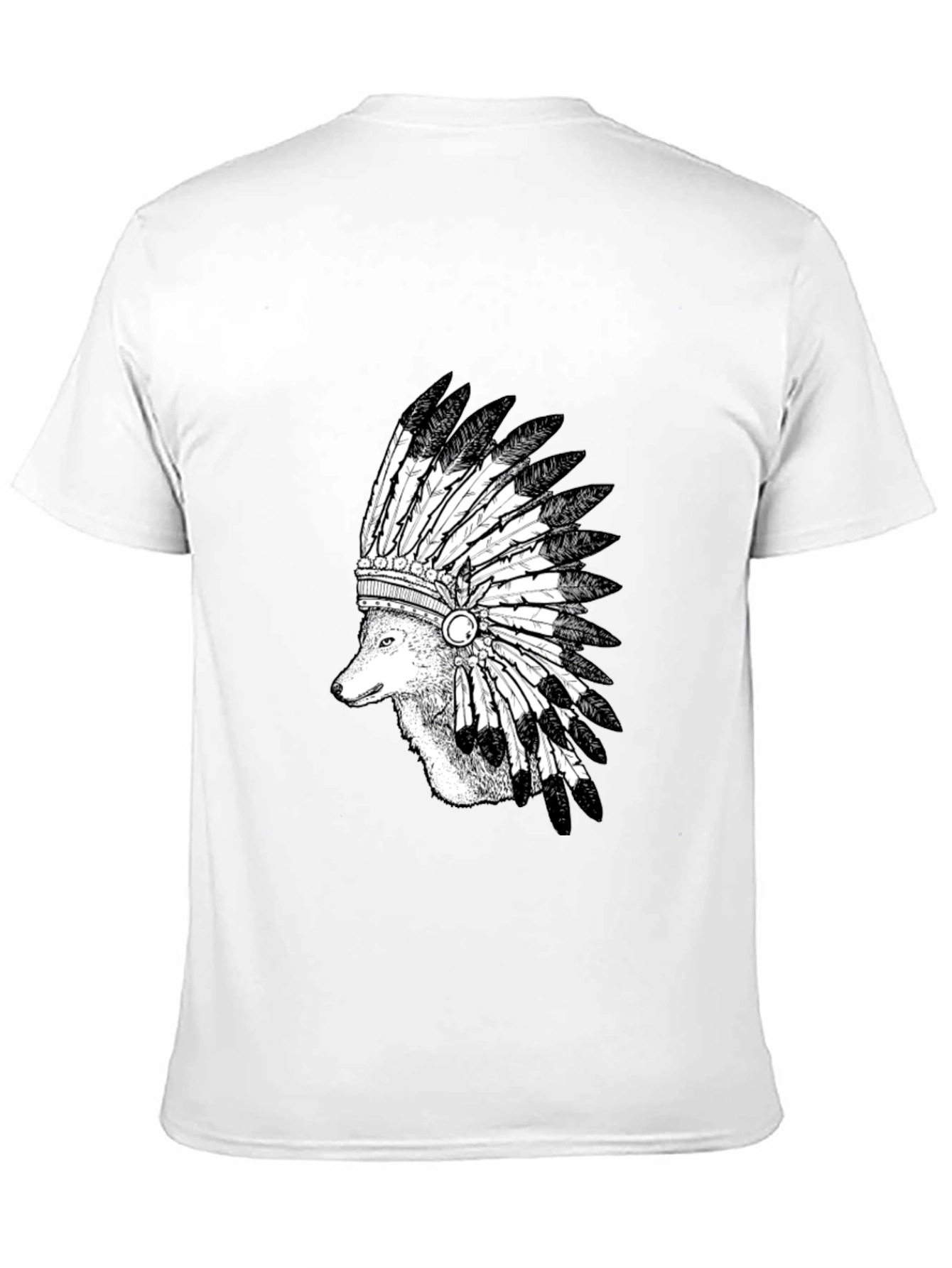 Wolf Headdress Graphic Tee - Black Cotton