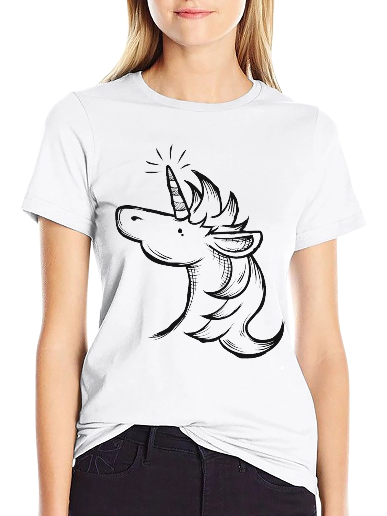 Mens Black Unicorn Graphic T-Shirt