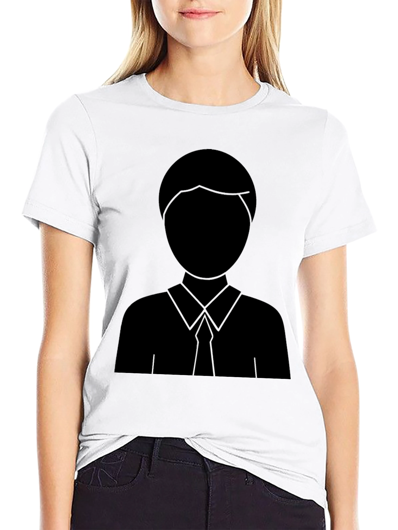Minimalist Suit Silhouette Black T-Shirt