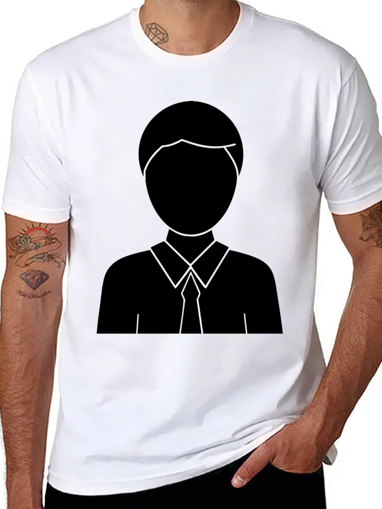 Minimalist Suit Silhouette Black T-Shirt