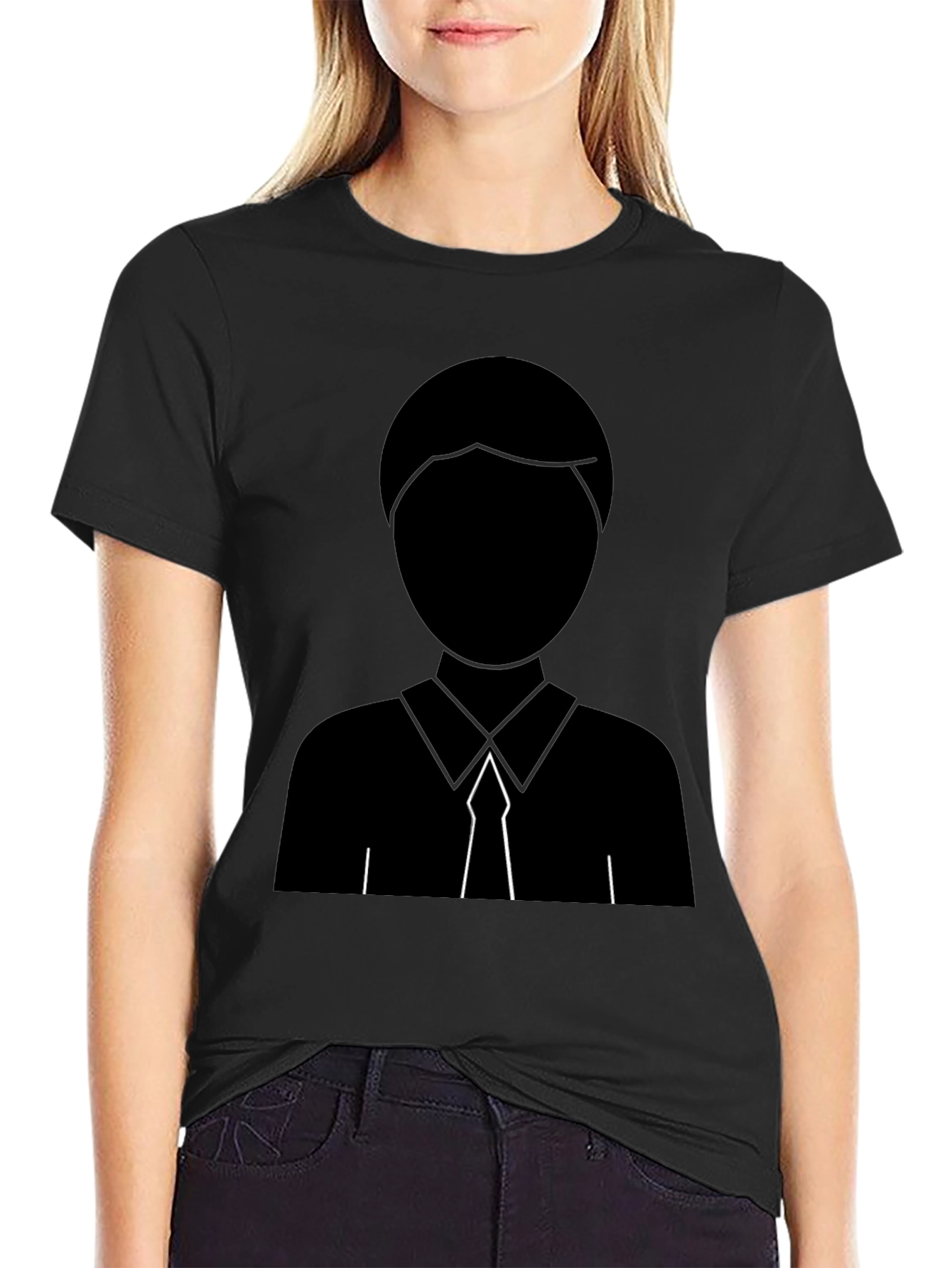 Minimalist Suit Silhouette Black T-Shirt