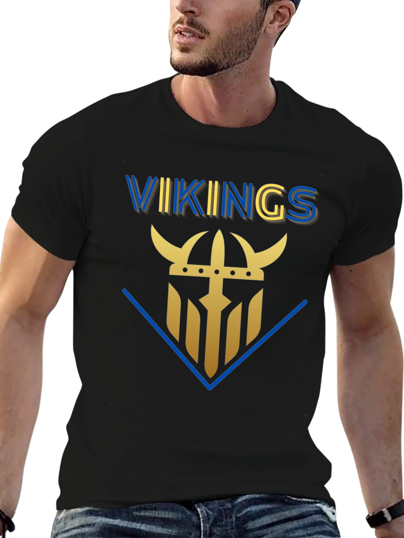 Vikings Graphic Tee - Black Cotton T-Shirt