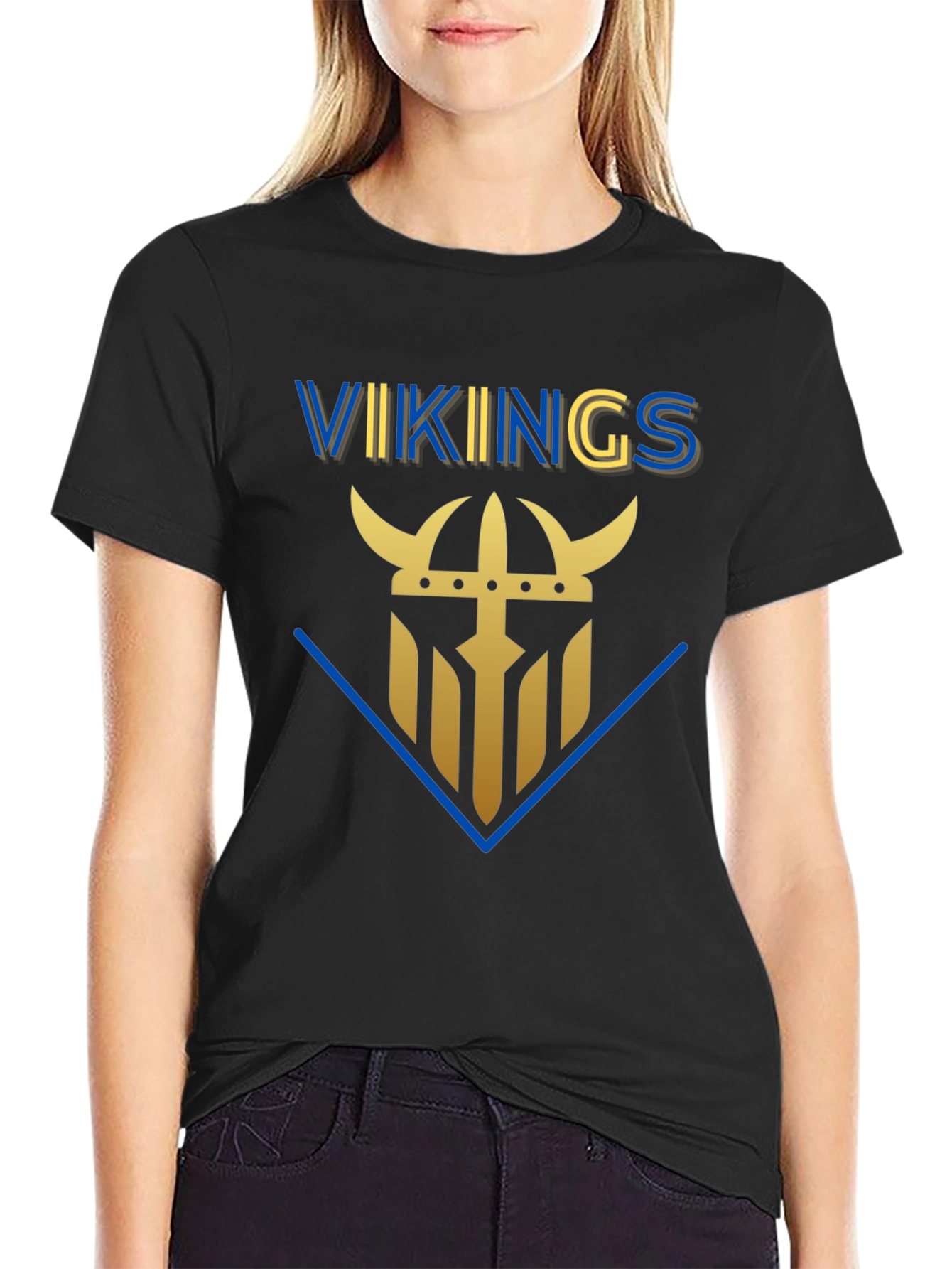 Vikings Graphic Tee - Black Cotton T-Shirt