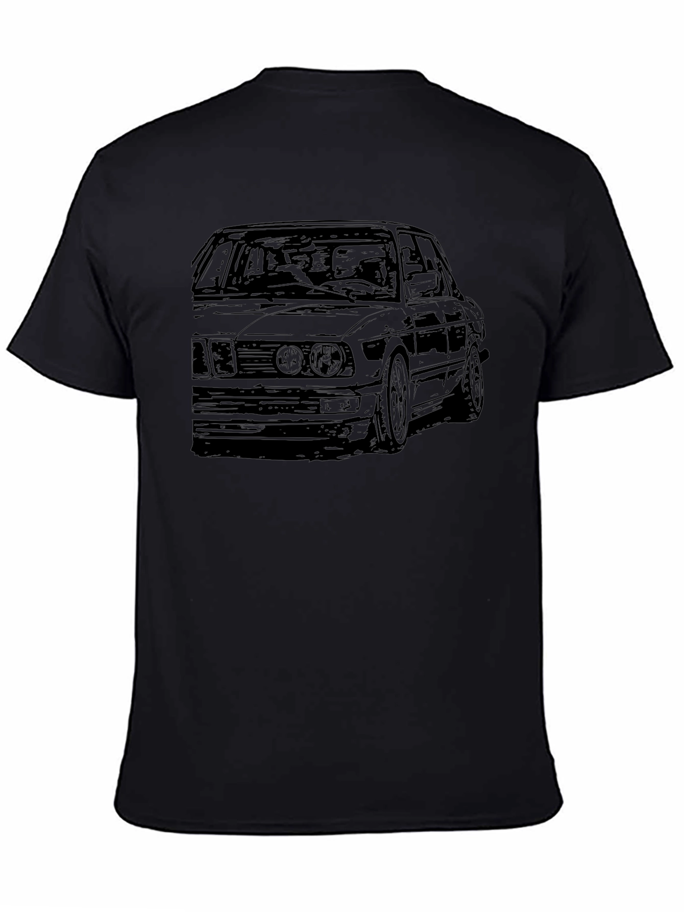 Classic Car Sketch Tee - Black Cotton Blend