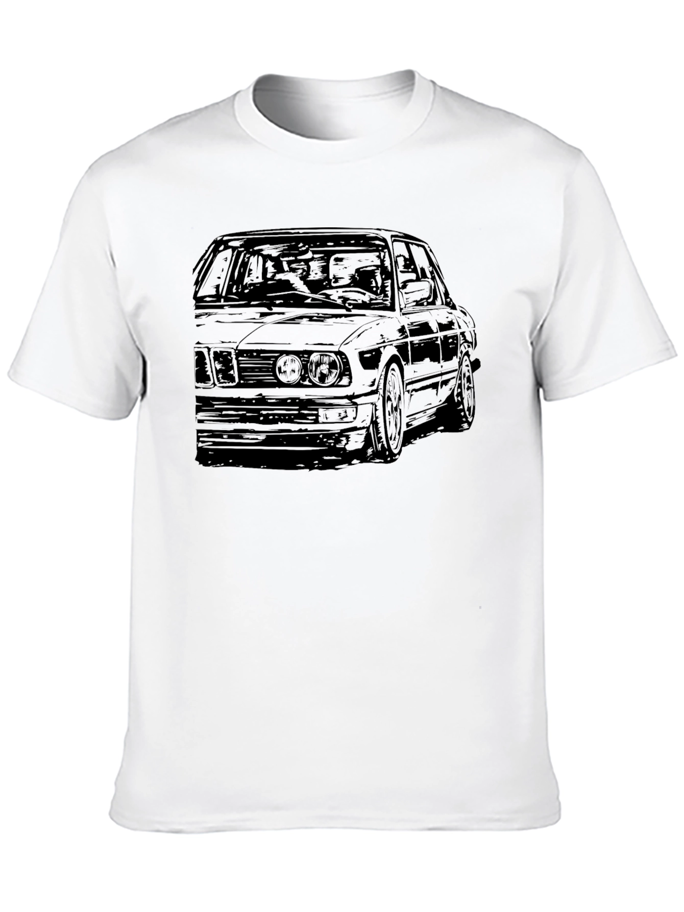 Classic Car Sketch Tee - Black Cotton Blend