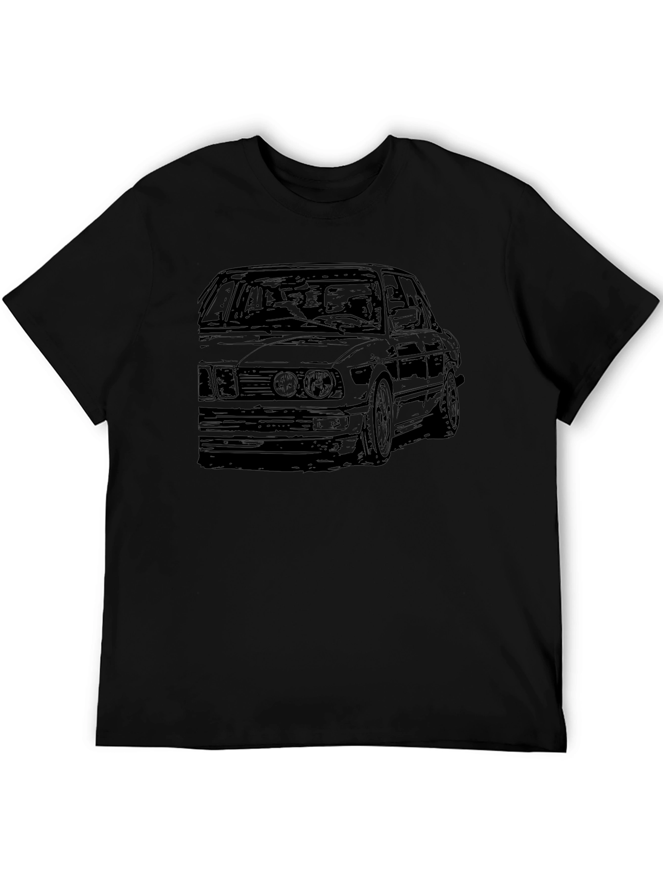 Classic Car Sketch Tee - Black Cotton Blend