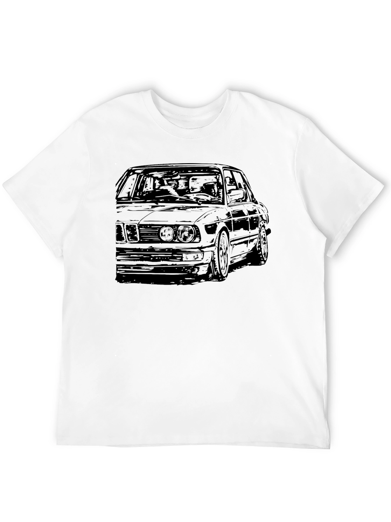 Classic Car Sketch Tee - Black Cotton Blend