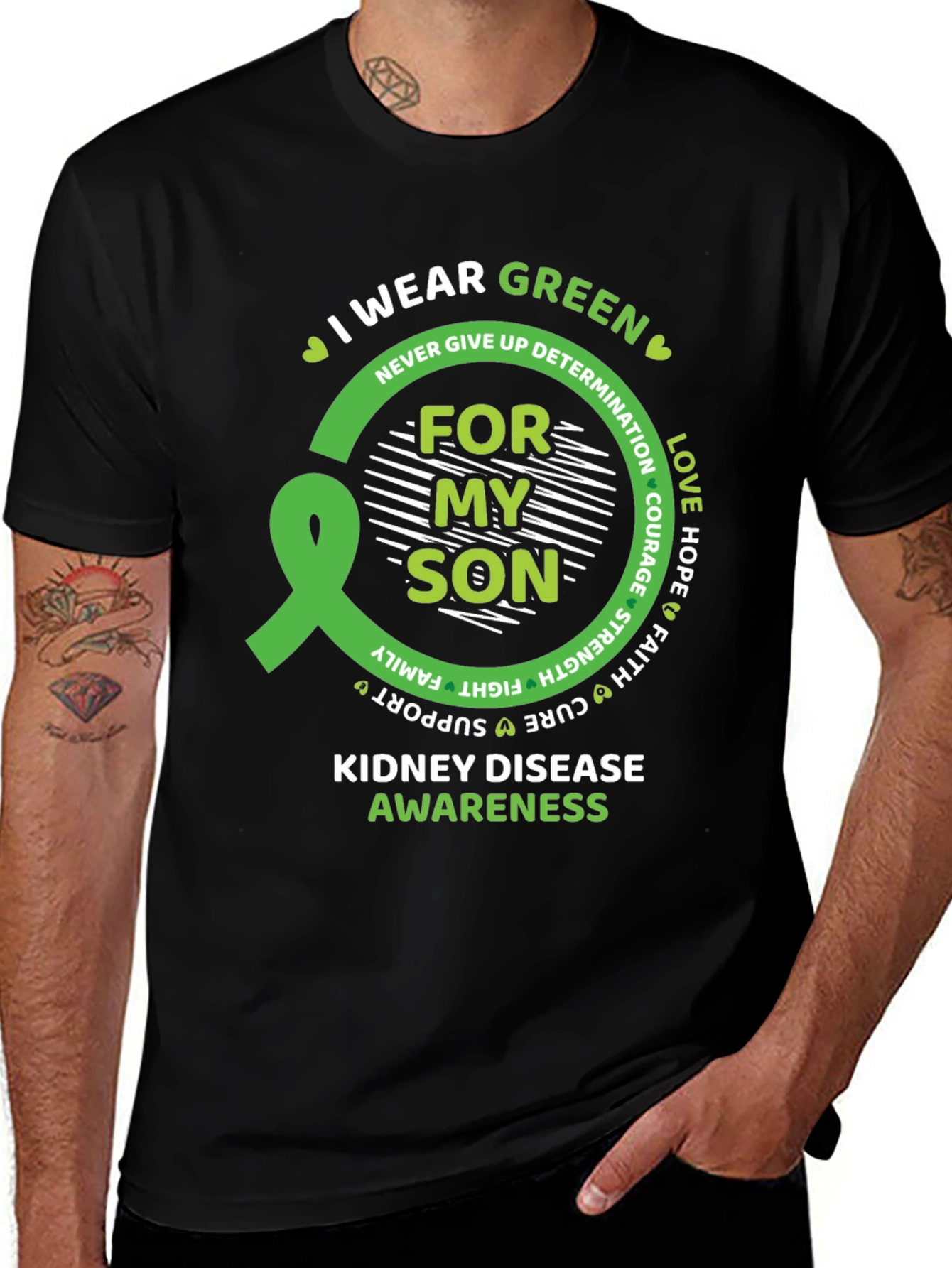 Kidney Disease Awareness Green Ribbon T-Shirt