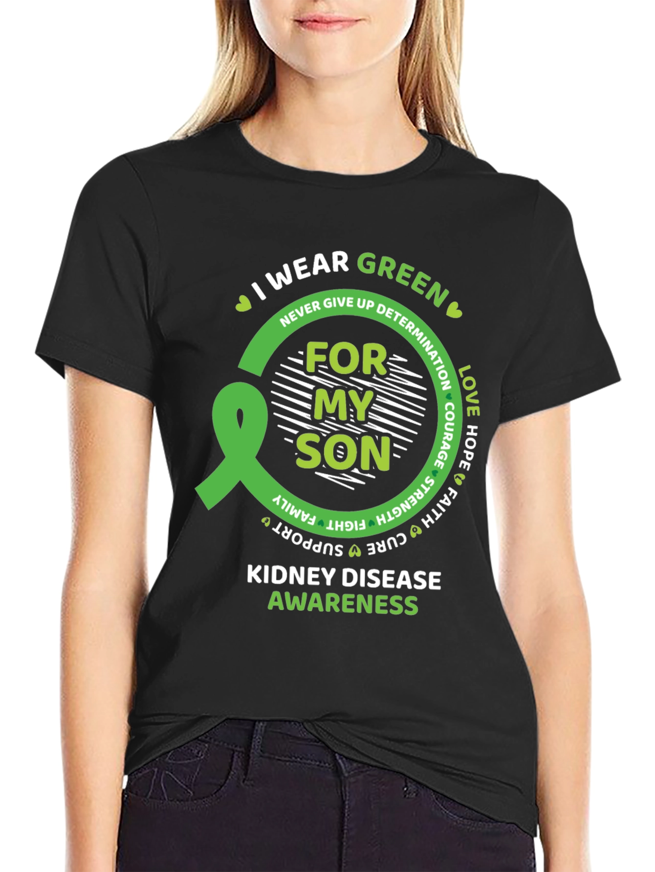 Kidney Disease Awareness Green Ribbon T-Shirt