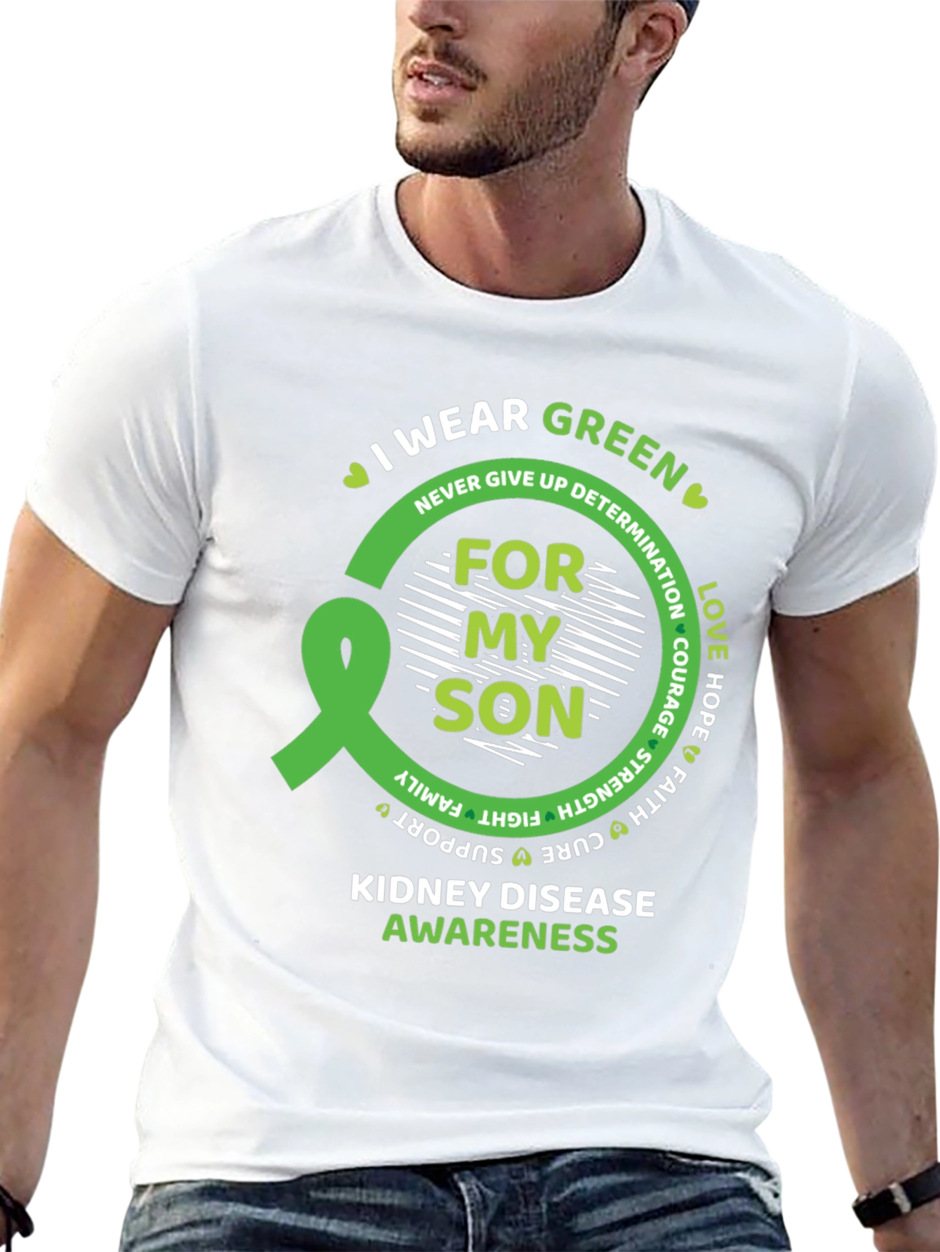 Kidney Disease Awareness Green Ribbon T-Shirt