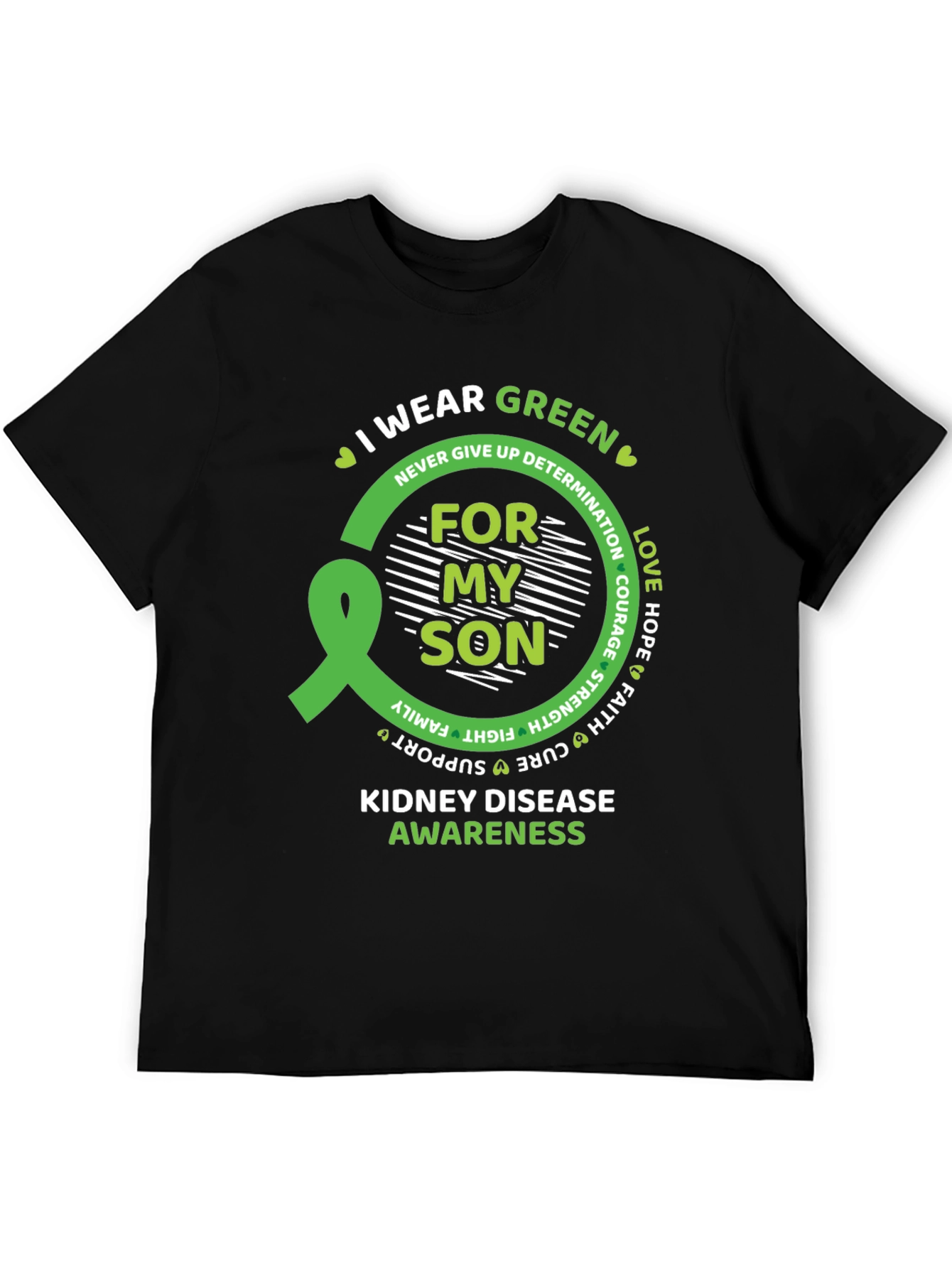 Kidney Disease Awareness Green Ribbon T-Shirt