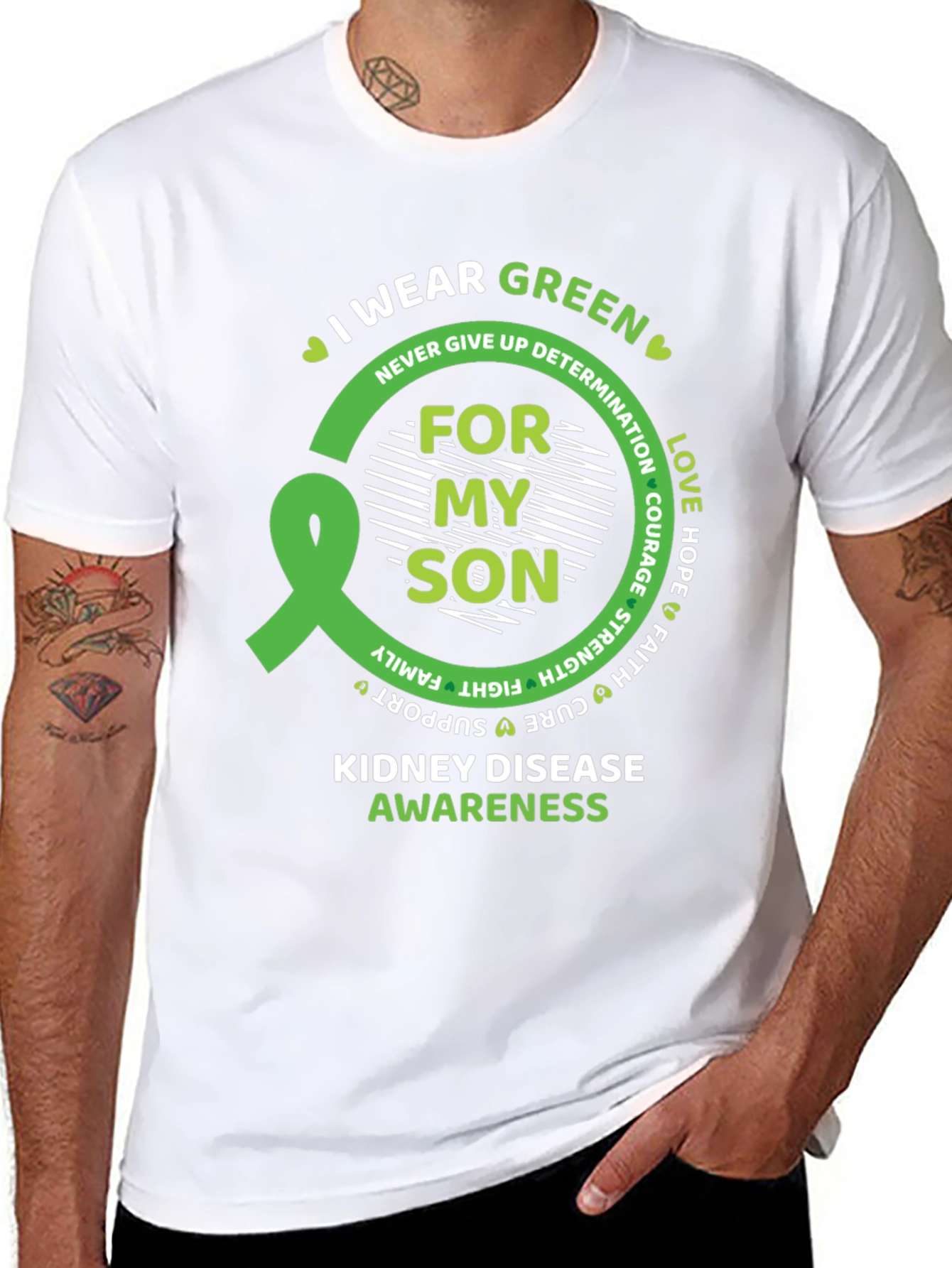 Kidney Disease Awareness Green Ribbon T-Shirt