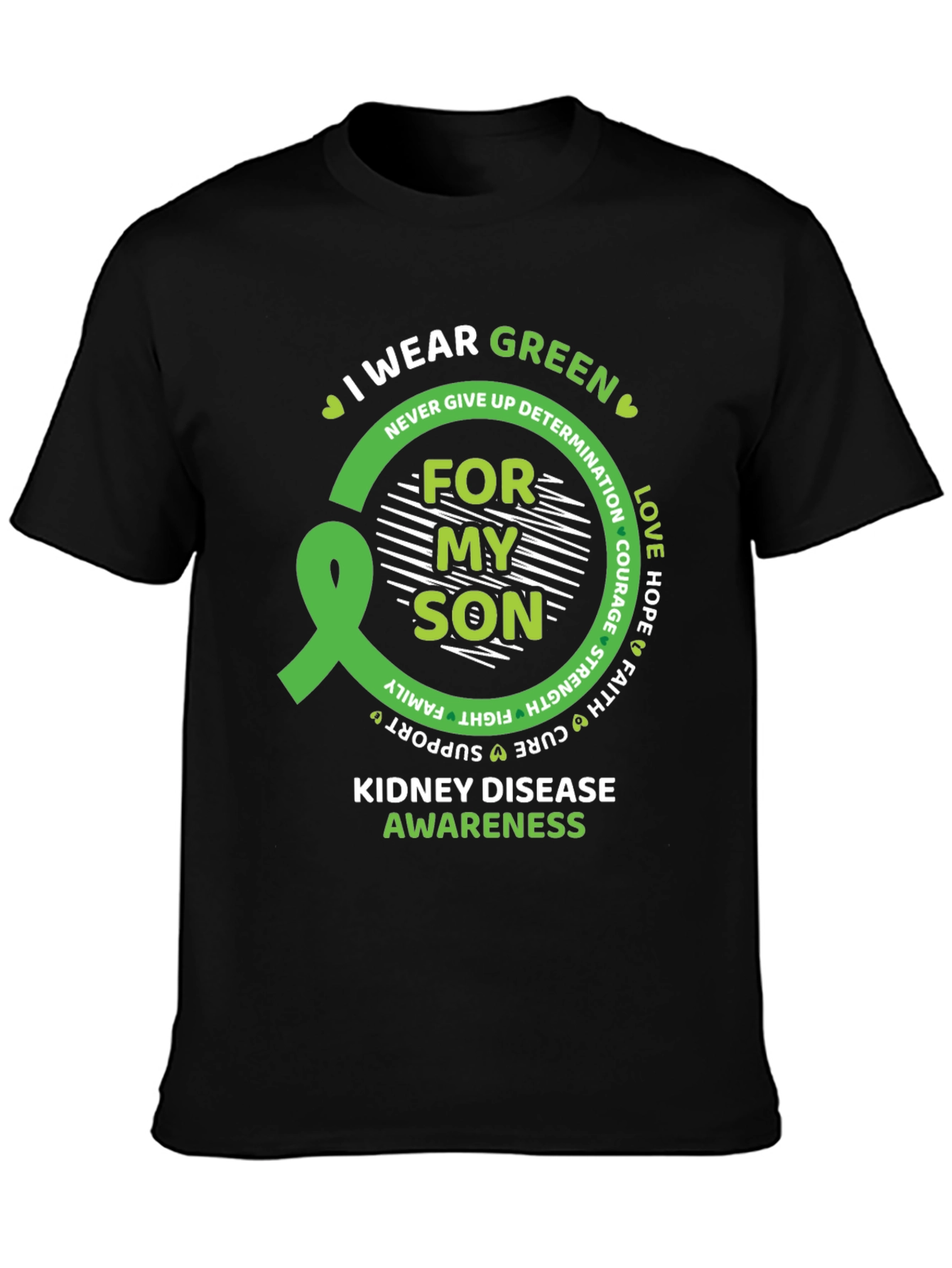 Kidney Disease Awareness Green Ribbon T-Shirt