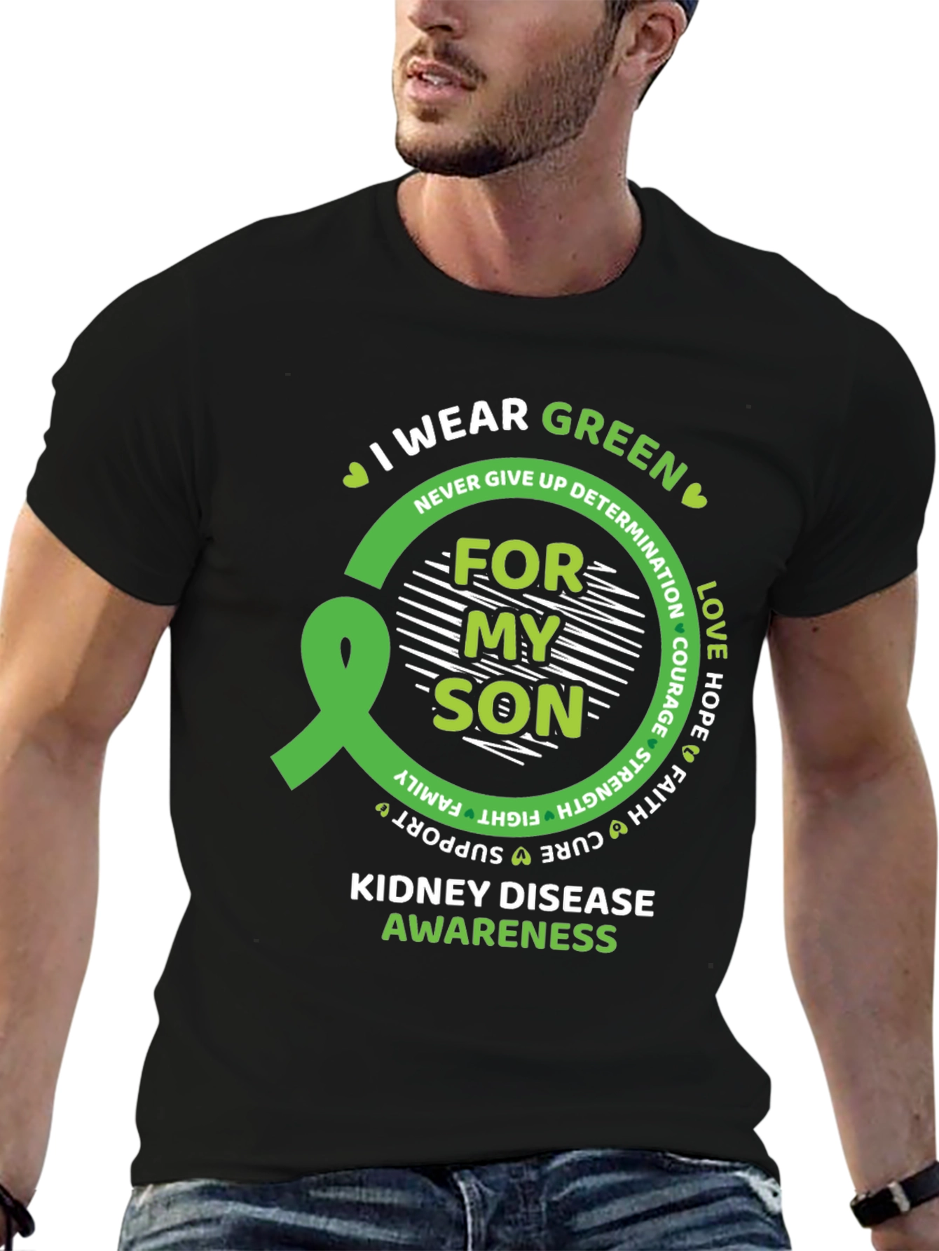 Kidney Disease Awareness Green Ribbon T-Shirt
