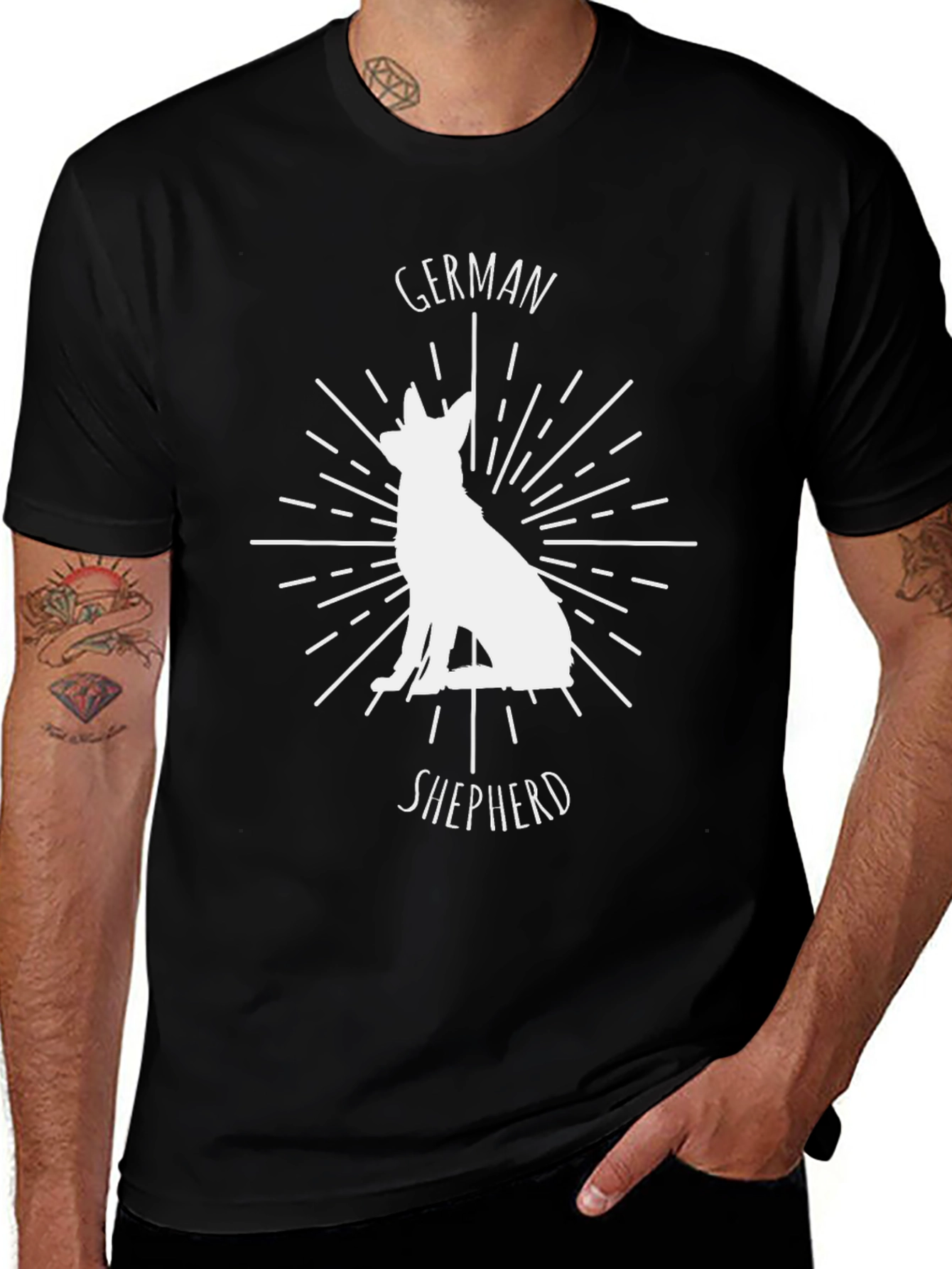 German Shepherd Graphic Tee - Black Cotton T-Shirt