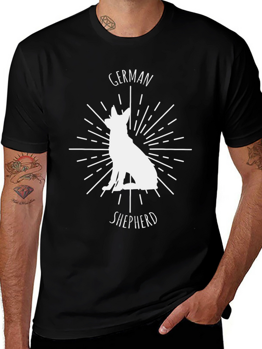 German Shepherd Graphic Tee - Black Cotton T-Shirt