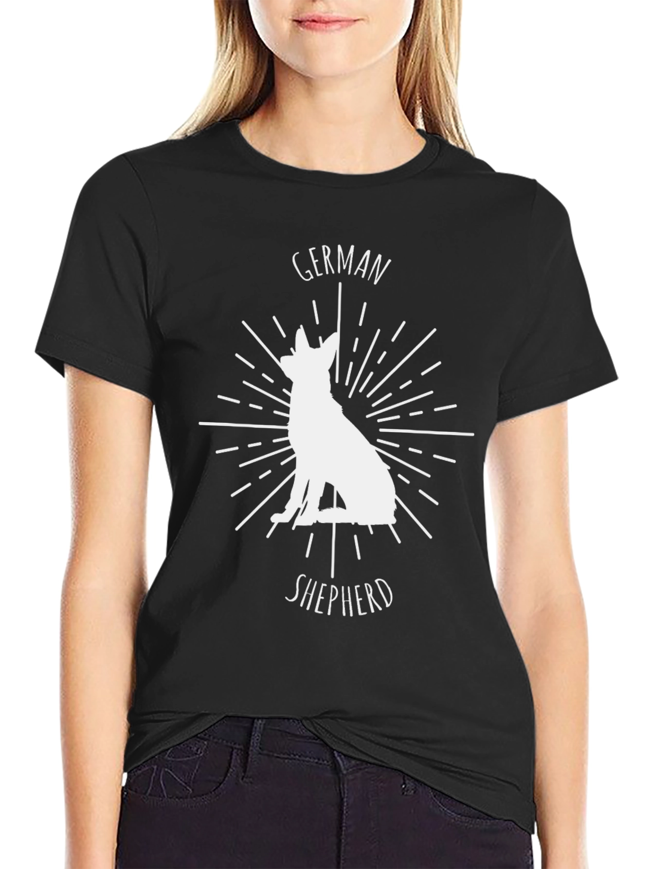 German Shepherd Graphic Tee - Black Cotton T-Shirt