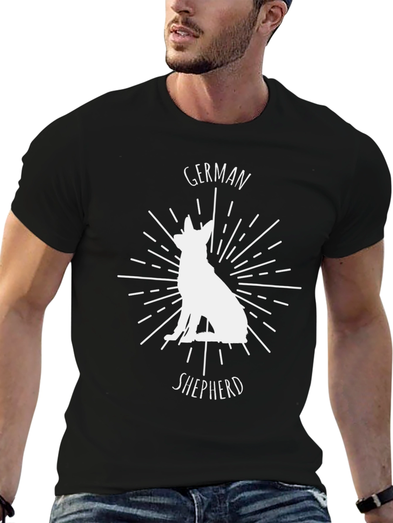 German Shepherd Graphic Tee - Black Cotton T-Shirt