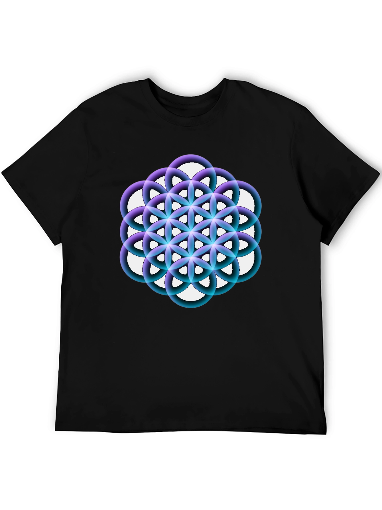 Geometric Circle Flower Black Graphic Tee